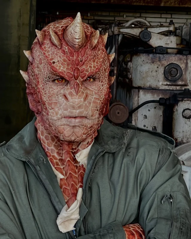 ❗️Prosthetic Make-up ❗️•„Club der Dinosaurier”@clubderdinosaurierseite •This is character Janni played by the incredible @diyar_ilhan_ in his final make up stage. The Make up for Big Red consisted of three silicone appliances, cowl, chin and face and was rounded off with his big claw gloves … •Make up effects design by @twilightcreations Concept Art and creature design byJörn Seifert and @jetblackbug and @damalto Prosthetics Sculpted by @rfx_propmaking Mold making by @dennis.penkov @teptec_daniel.ritt and Magnus HjeldnesSilicone cowl and horns running @c.gruesome.fx Facial pieces silicone running Kerstin Buss and @lalax_ro Hairpunching @transferbrowsPaint design by @julietteruetz painters @julietteruetz @jordi_morera_studio , @raquel_mfx , @paintinghostsfx , Kerstin Buss, Anna von GwinnerTeeth by @fangsfx Contact lenses by @9mmsfx Application and maintenance on set by @2nd.skin.transfer_art and Jörn SeifertSupervised by Jörn Seifert •Thank you to our gorgeous team at TC for all your efforts getting this show running! 🙏🏼•@syrreal_entertainment @eitelsonnenschein_film @kinglutz75 •#derclubderdinosaurier #prosthetics #silicone #dino #dinosaur #realisticart #painting🎨 #reptile #mouldmaking #sculpting #hyperrealism #zdfneo #dinomakeup #syrreal #twilightcreations #reptileappliances #setlife🎬 #prostheticdesigner #specialmakeupeffects #specialeffectmakeup #fxmakeupartist #sfxwounds #sfxgore #sfxmakeupart #sfxmakeuptutorial #makeupeffect #specialmakeupfx #specialmakeup